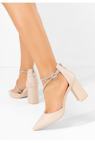 B T Shoes Pantofi cu toc gros eleganti Analy bej