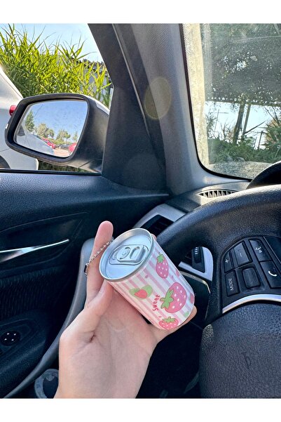 senfida ıslak mendil çilek teneke içecek kutusunda 30lu pembe renk çilek desen oto ıslak mendil