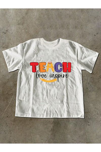 ELNOYA Unisex Cotton White Oversize "Teacher Fuel" Printed Crew Neck Comfortable T-Shirt