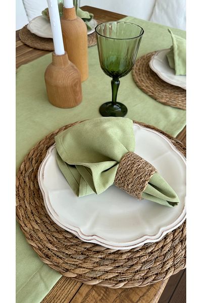 Decamor home Velvet Textured Worry-Free Pistachio Green Napkin 6 Pcs