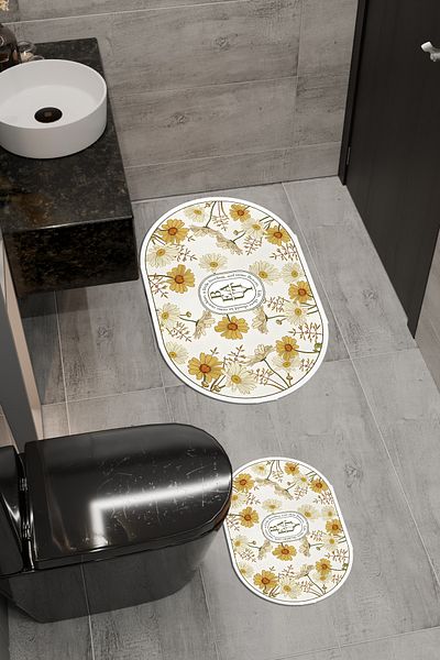 vodler Beauty Pattern Eco Bath Mat, Αντιολισθητική βάση, Πλένεται στο πλυντήριο, Ψηφιακή εκτύπωση Σετ 2