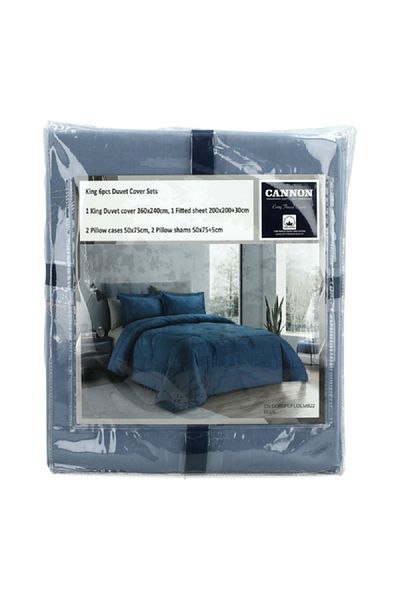 Cannon Premium Quality Soft Cotton Embroidered Duvet Cover Set Blue King