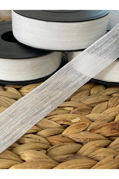 HİMENİSA Linen Ribbon 1 Piece Nopeli White 20 Mt 2 cm