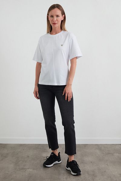 Fulla Moda Μπλουζάκι Crew Neck με αξεσουάρ πεταλούδας