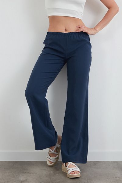 Fulla Moda Elastic Waist Low Waist Modal Palazzo Trousers