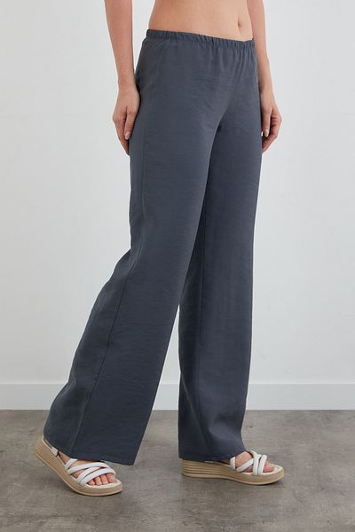 Fulla Moda Elastic Waist Low Waist Modal Palazzo Trousers