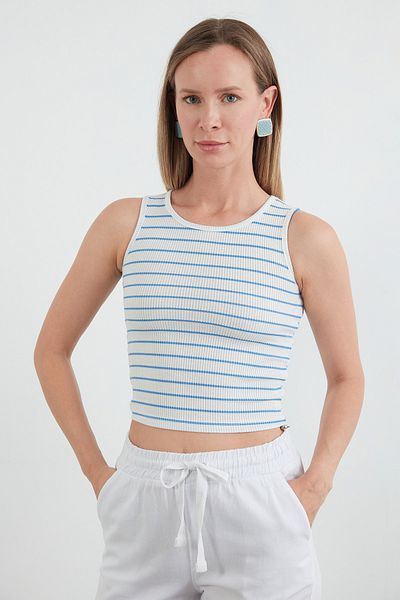 Fulla Moda Body cu guler Halter cu dungi laterale