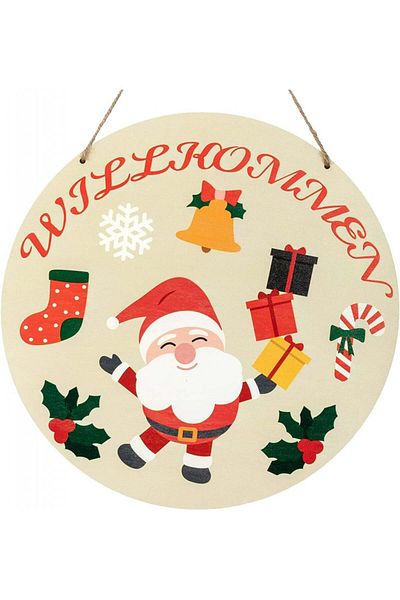 Mak store Makstore Christmas door decoration, multicolor, round, wood, 30 x 30 cm