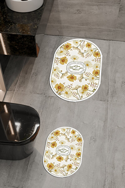 vodler Beauty Pattern Eco Bath Mat, Αντιολισθητική βάση, Πλένεται στο πλυντήριο, Ψηφιακή εκτύπωση Σετ 2