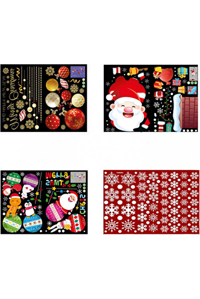 ETUKOAN Set de 4 coli de stickere decorative pentru ferestre ETUKOAN, PVC, multicolore, 45 x 60 cm