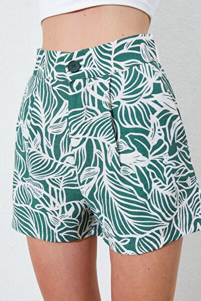 TENA Women's Khaki Patterned Mini Shorts