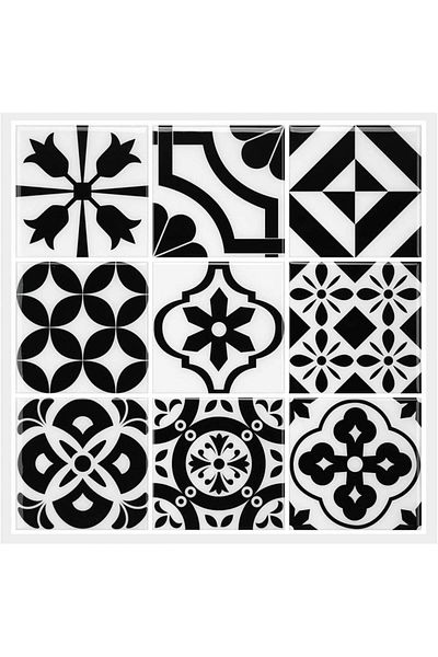 Morcart wallpaper, 6 pieces, vinyl, black/white, 30.5 x 30.5 cm