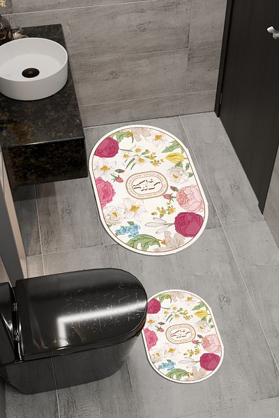 vodler Beauty Pattern Eco Bath Mat, Αντιολισθητική βάση, Πλένεται στο πλυντήριο, Ψηφιακή εκτύπωση Σετ 2