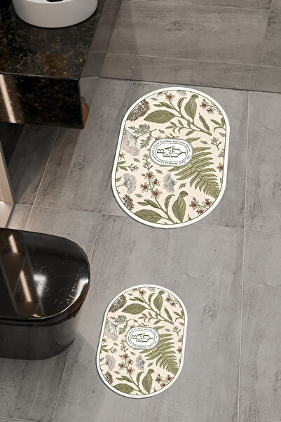 vodler Beauty Pattern Eco Bath Mat, Αντιολισθητική βάση, Πλένεται στο πλυντήριο, Ψηφιακή εκτύπωση Σετ 2