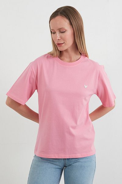 Fulla Moda Μπλουζάκι Crew Neck με αξεσουάρ πεταλούδας