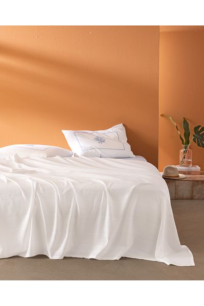 Madame Coco Mathilda Single 100% Cotton Karde Plain Pique Set - White