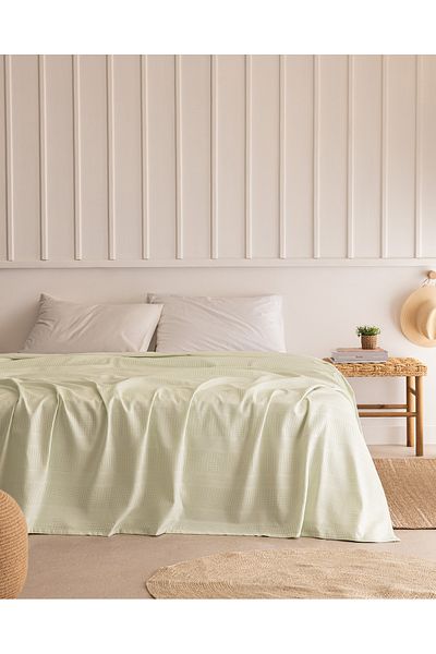 Madame Coco Mathilda King Size 100% Cotton Karde Plain Pique - Mint Green