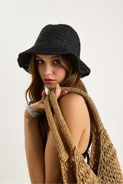 Bianco Lucci Women's Hand Knitted Straw Hat 14399 60801007