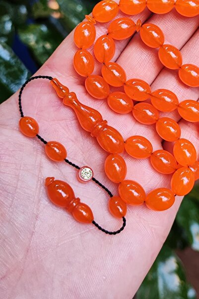 Vip Kehribar 8X11 mm Ayhan Turan Master Crafted Orange Dice Amber Prayer Beads
