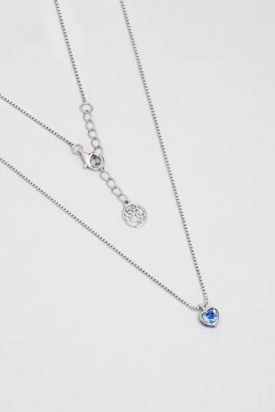 So CHIC... Romantik Aşk 18 Ayar Beyaz Altın Kaplama 43 Cm Gümüş Kalp Kolye