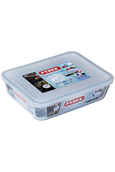 Pyrex Rectangular casserole with lid, Pyrex Cook & Freeze, heat-resistant glass, 22 x 17 x 6 cm, 1.5 L