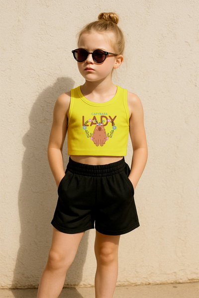 TARZ STİL طقم شورت قصير مطبوع للبنات من ليدي كوندوز 22994