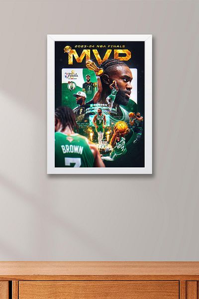Saturn Jaylen Brown Framed Painting - Basketball Nba Poster Painting
