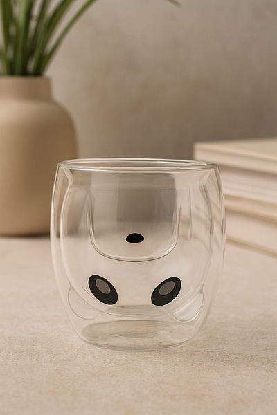 Anadolu Saray Double Glassed Teddy Bear Panda Character Fun Design Borosilicate Glass Mug Cup
