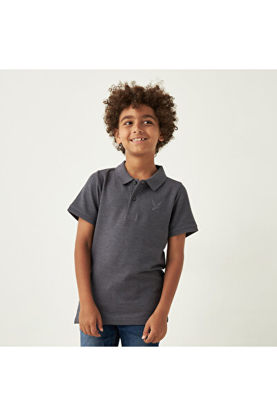 Juniors Solid Polo T-Shirt With Short Sleeves And Button Closure