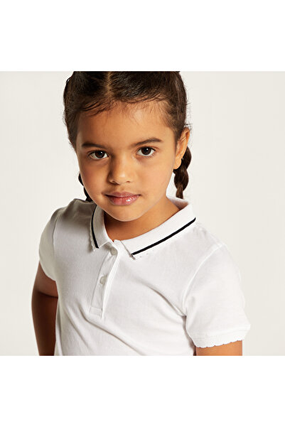 Juniors Solid Polo T-Shirt With Short Sleeves