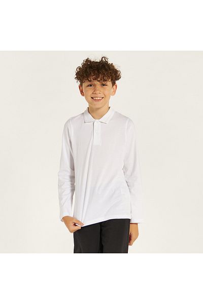 Juniors Solid Polo T-Shirt With Long Sleeves