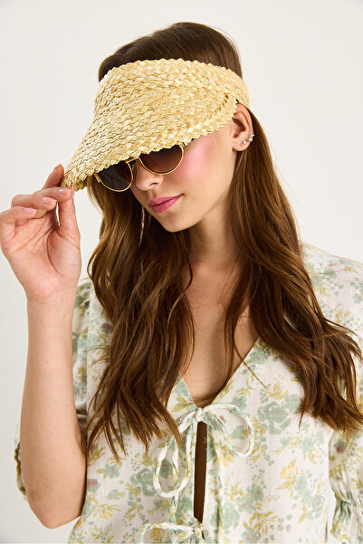 Bianco Lucci Women's Wide Straw Visor Hat 14710 60801013