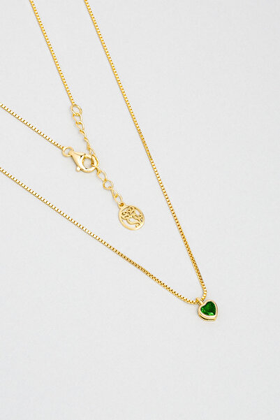 So CHIC... Romantik Aşk 18 Ayar Sarı Altın Kaplama 43 Cm Gümüş Kalp Kolye