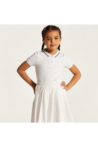 Juniors Solid Polo T-Shirt With Short Sleeves