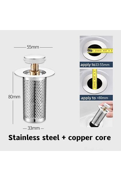 Choice A-long Stainless Steel Floor Drain Filter Washbasin Plug Anti Odor Pop-Up Bounce Core Basin Stopper