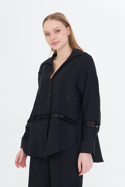 TIFFANY&TOMATO Çiçek Nakışlı Müslin Gömlek