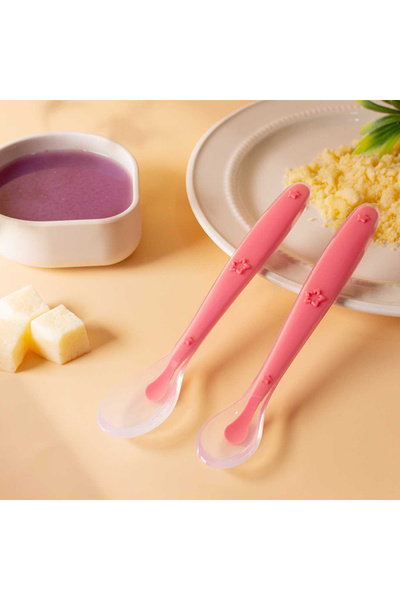 Choice Watermelon Red Pair 2pcs Baby Silicone Spoon Set Learning Spoon Set Stars Tableware Kids Soft Silico