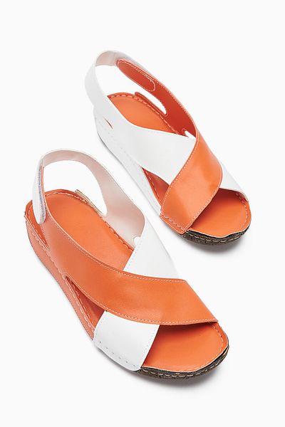 Limoya Sandale confortabile pentru femei Margit Orange Cross Strap