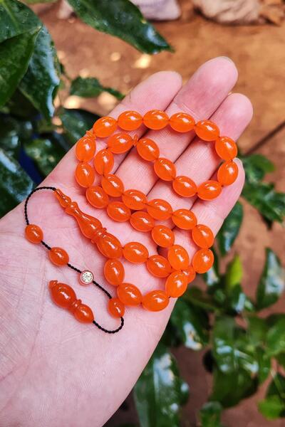 Vip Kehribar 8X11 mm Ayhan Turan Master Crafted Orange Dice Amber Prayer Beads