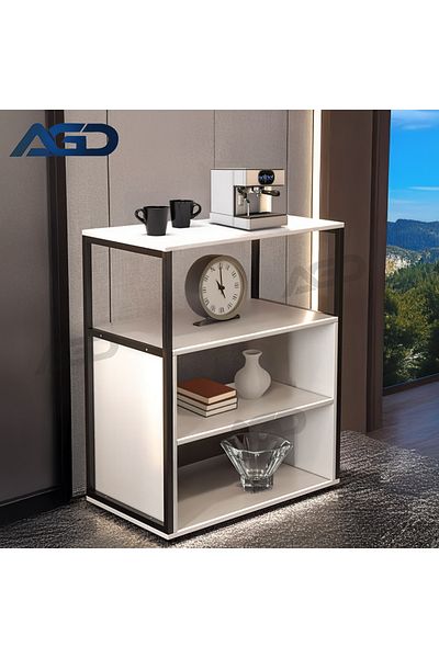 AGD Console Entryway Table, 4-Shelf Side Table Meets All Your Needs 70*40*88 cm - White/Black