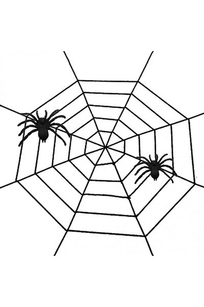 Butyeak Halloween Spider Web Set with 2 Spiders, Artificial Cotton, Black, 150 cm