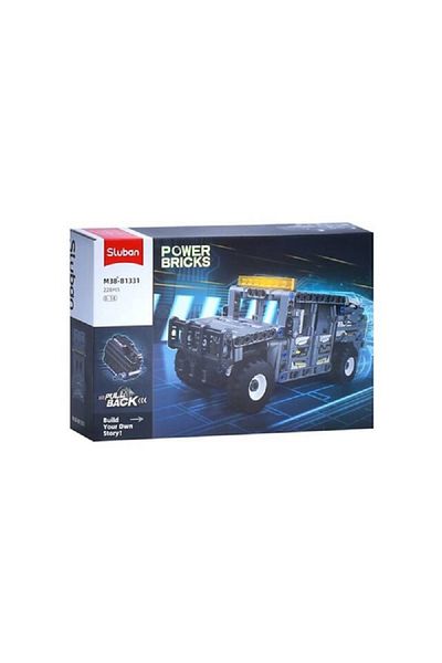 Sluban 228-Piece Power Bricks Pull Back Hummer Building Set Grey and Black