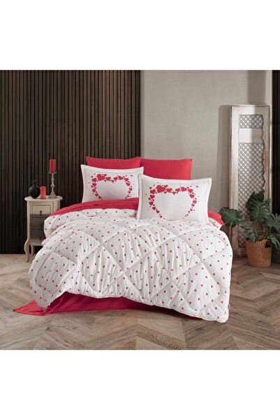 Hobby home collection AMORE Beyaz - Saten Çift Kişilik Uyku Seti