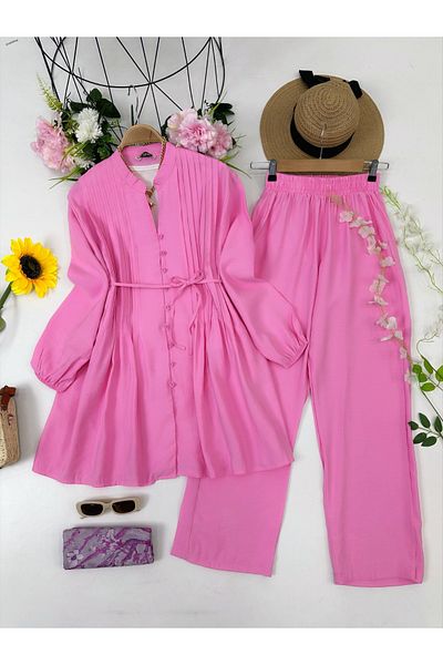 YEDİLALE Meryem Mo.Dal Ten.Sel Fabric Tunic Pants Double Set
