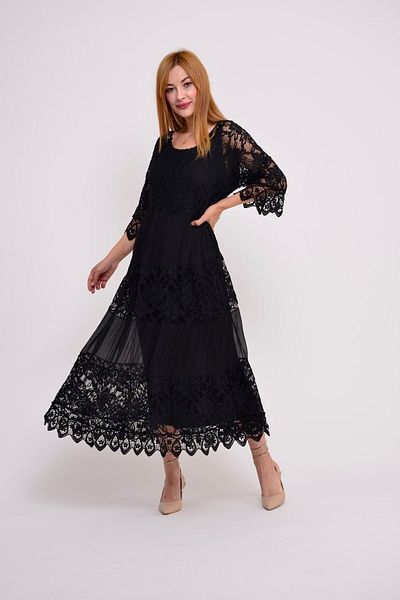 GÜLDEN KATRAN Women's Italian Silk Detailed Lace Design Dress