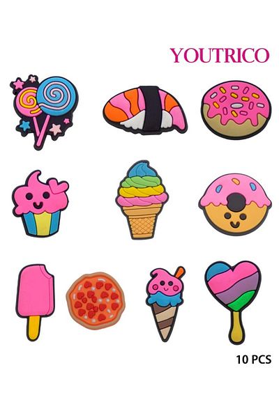 Youtrico 10pcs Dessert Jibbitz Charms for Crocs - Sweet Treats Slipper Ornament