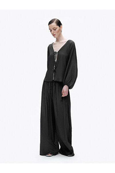 Nocturne Dökümlü Geniş Paça Pantolon