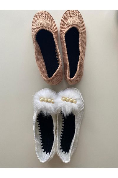 LEYLAPATİKLERİ Handmade 2-Piece Ballerina Booties with Felt Soles Suitable for Dowry and Everyday Use
