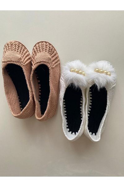 LEYLAPATİKLERİ Handmade 2-Piece Ballerina Booties with Felt Soles Suitable for Dowry and Everyday Use