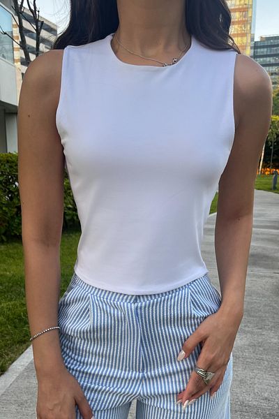 BİKELİFE Women's Lycra Zero Sleeve Crop Tank Top